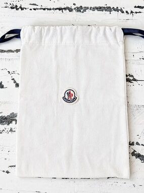 Moncler White Drawstring Dust Bag with Logo